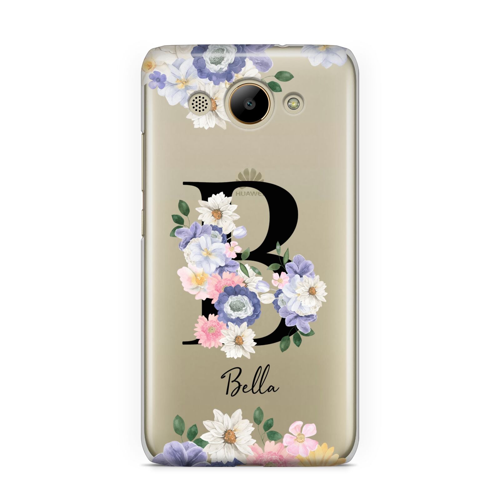 Black Initial Floral Huawei Y3 2017