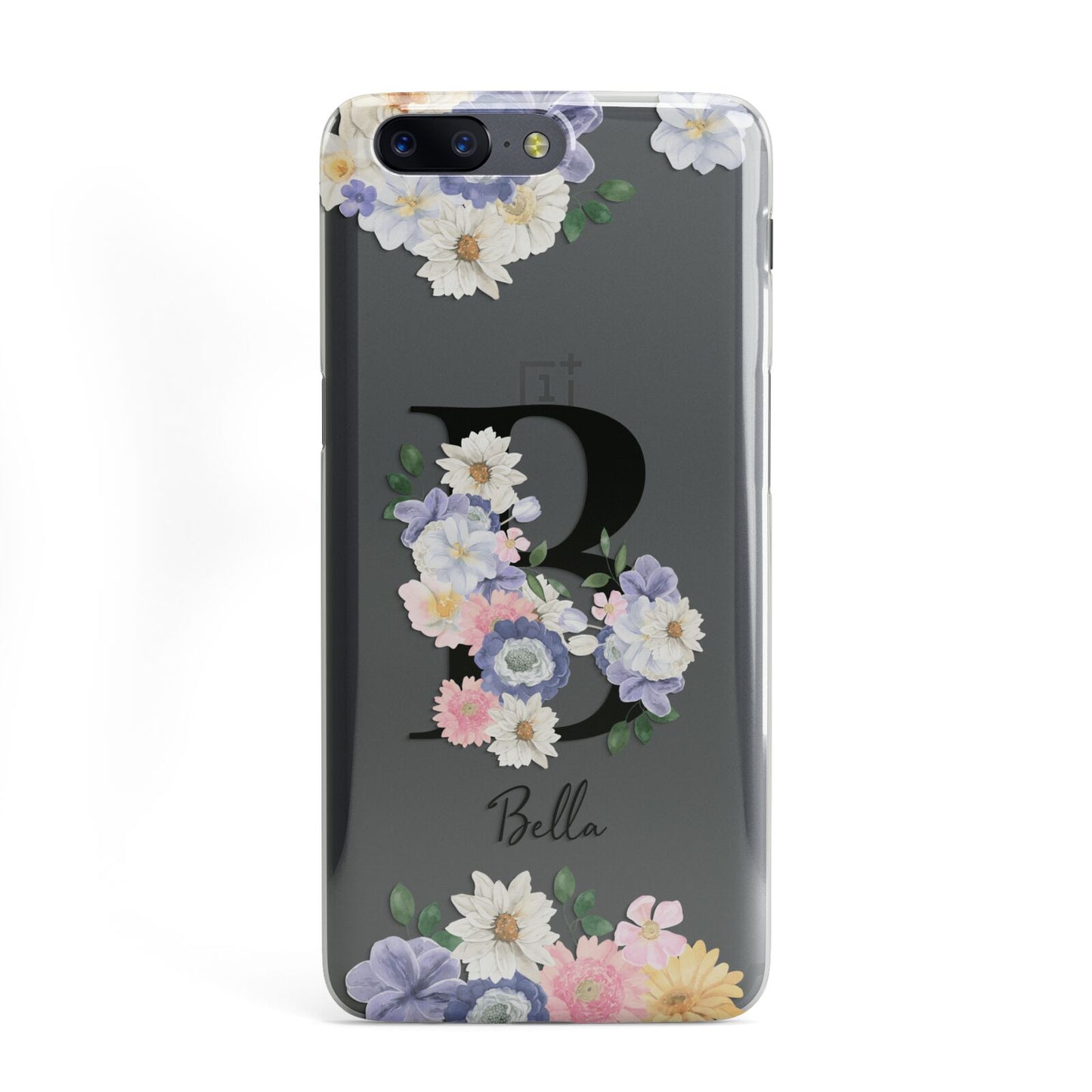 Black Initial Floral OnePlus Case