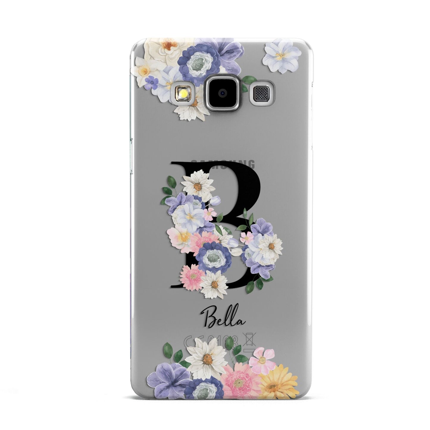 Black Initial Floral Samsung Galaxy A5 Case