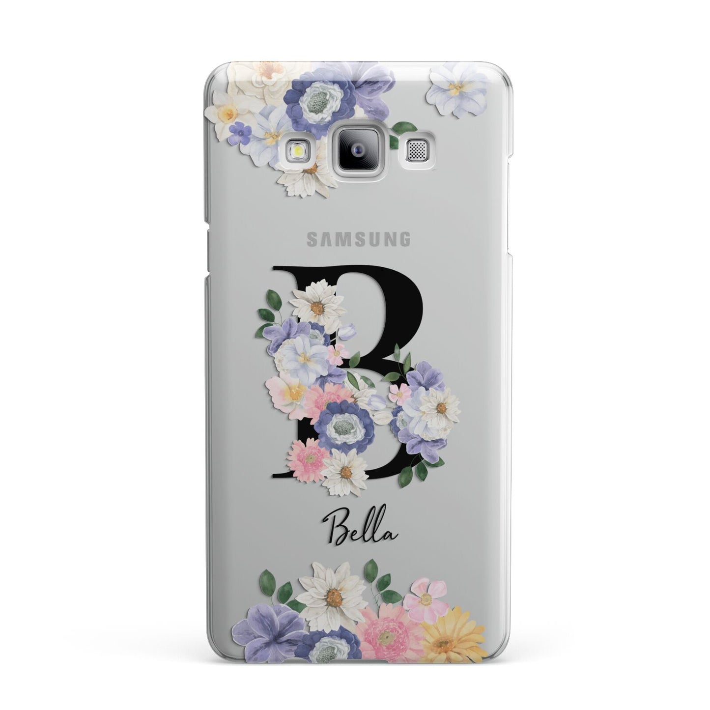 Black Initial Floral Samsung Galaxy A7 2015 Case