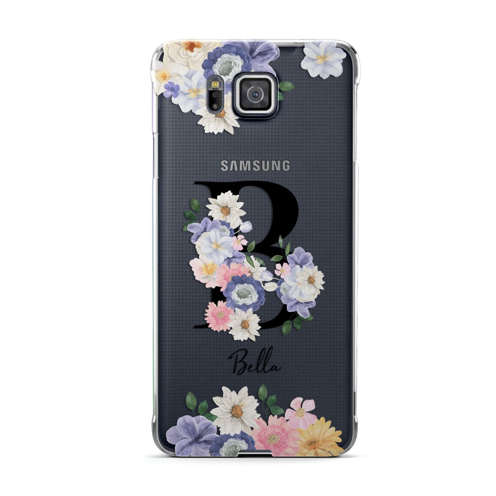 Black Initial Floral Samsung Galaxy Alpha Case