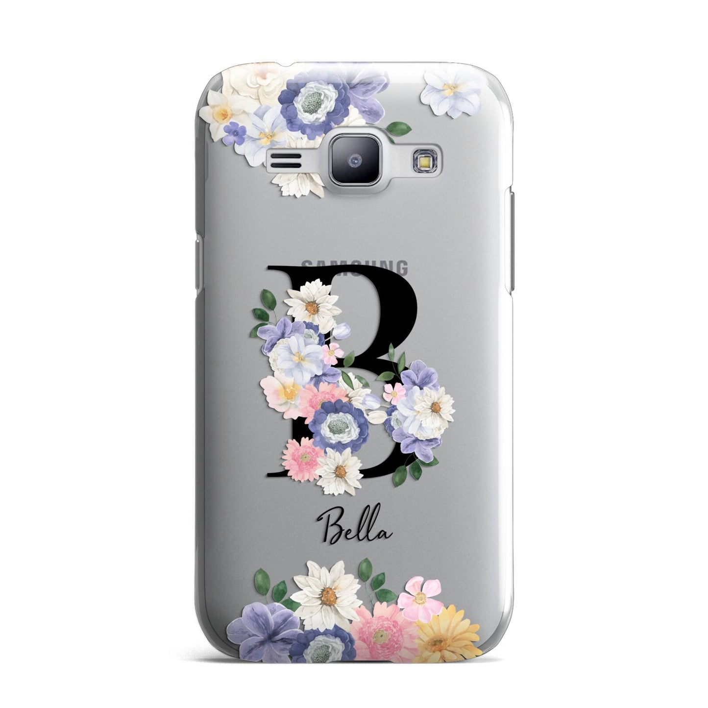 Black Initial Floral Samsung Galaxy J1 2015 Case