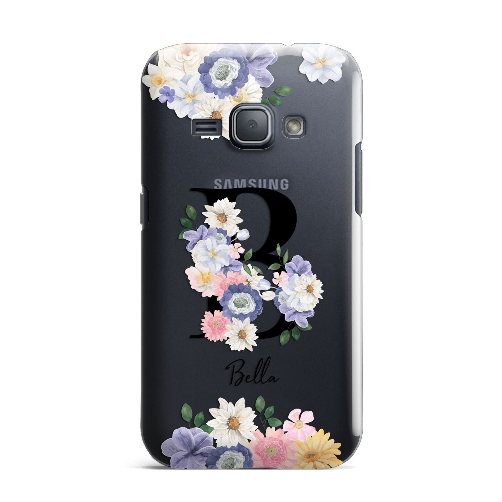 Black Initial Floral Samsung Galaxy J1 2016 Case