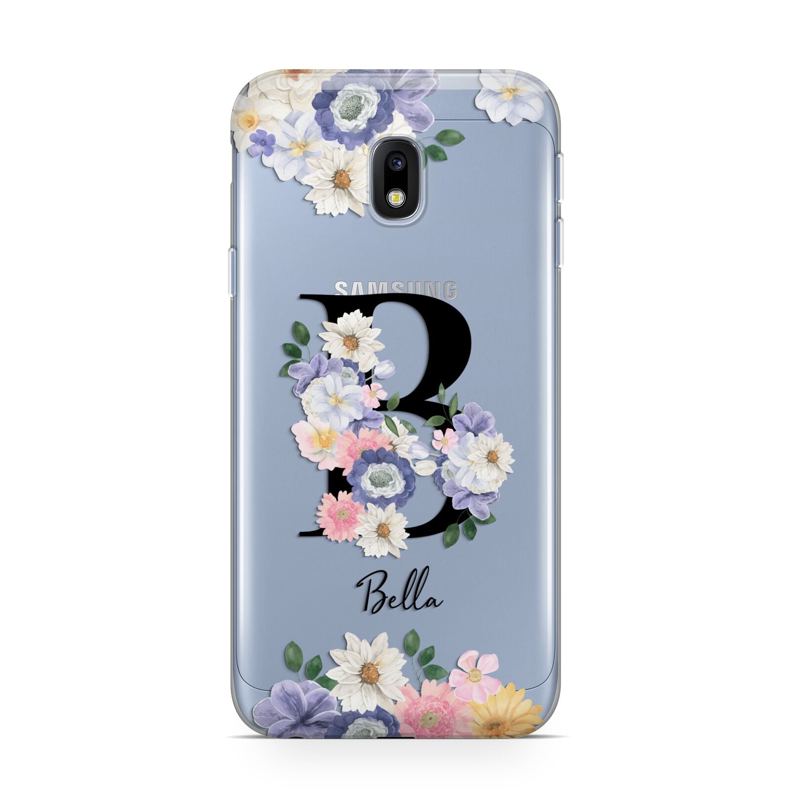 Black Initial Floral Samsung Galaxy J3 2017 Case