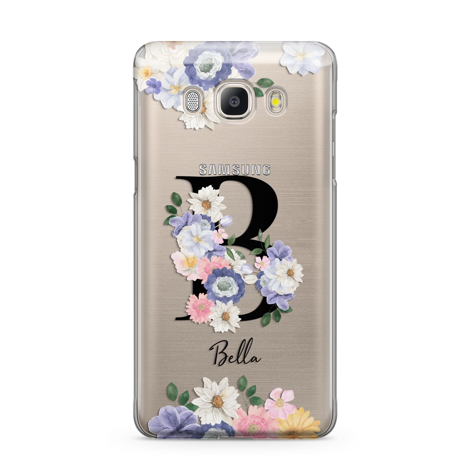 Black Initial Floral Samsung Galaxy J5 2016 Case