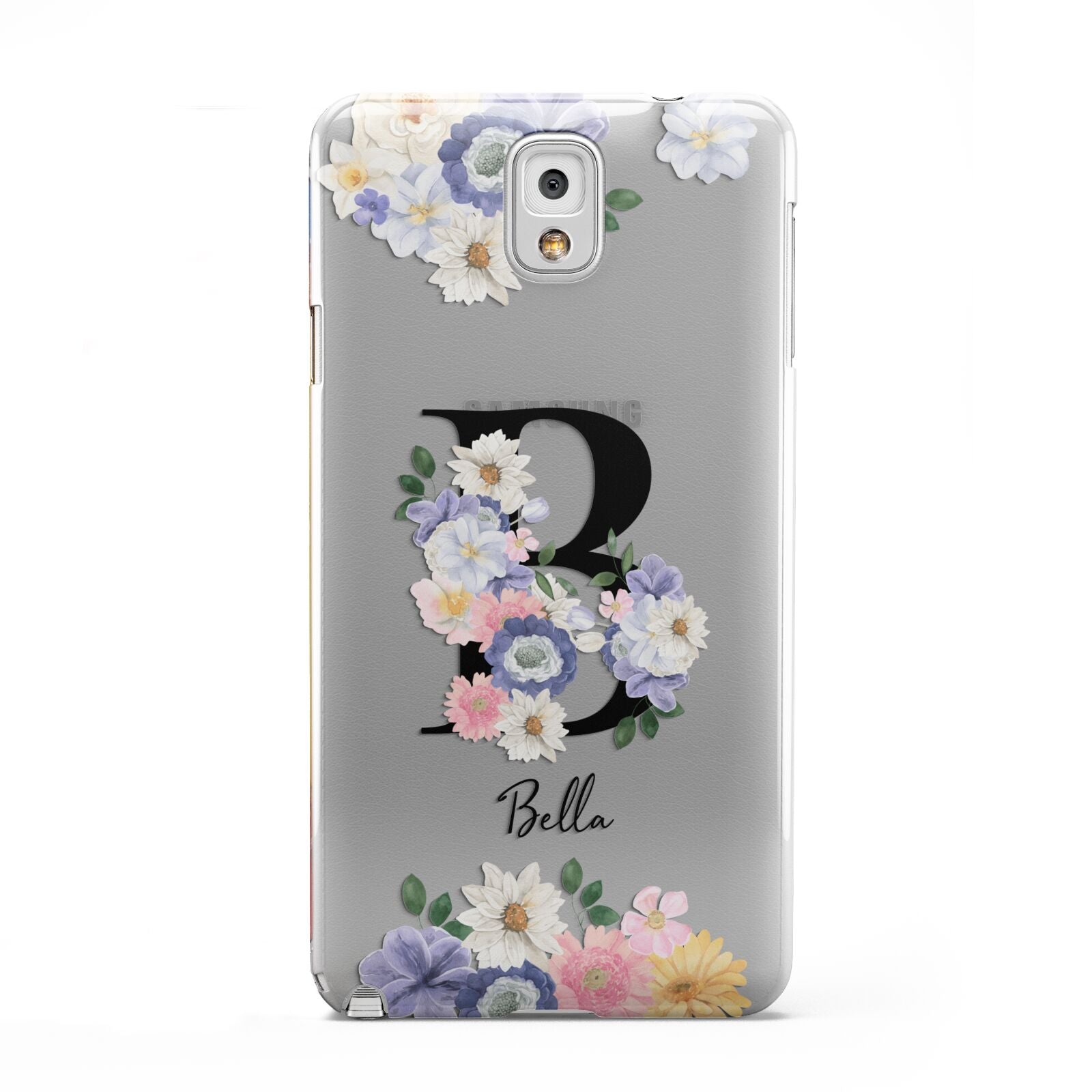 Black Initial Floral Samsung Galaxy Note 3 Case