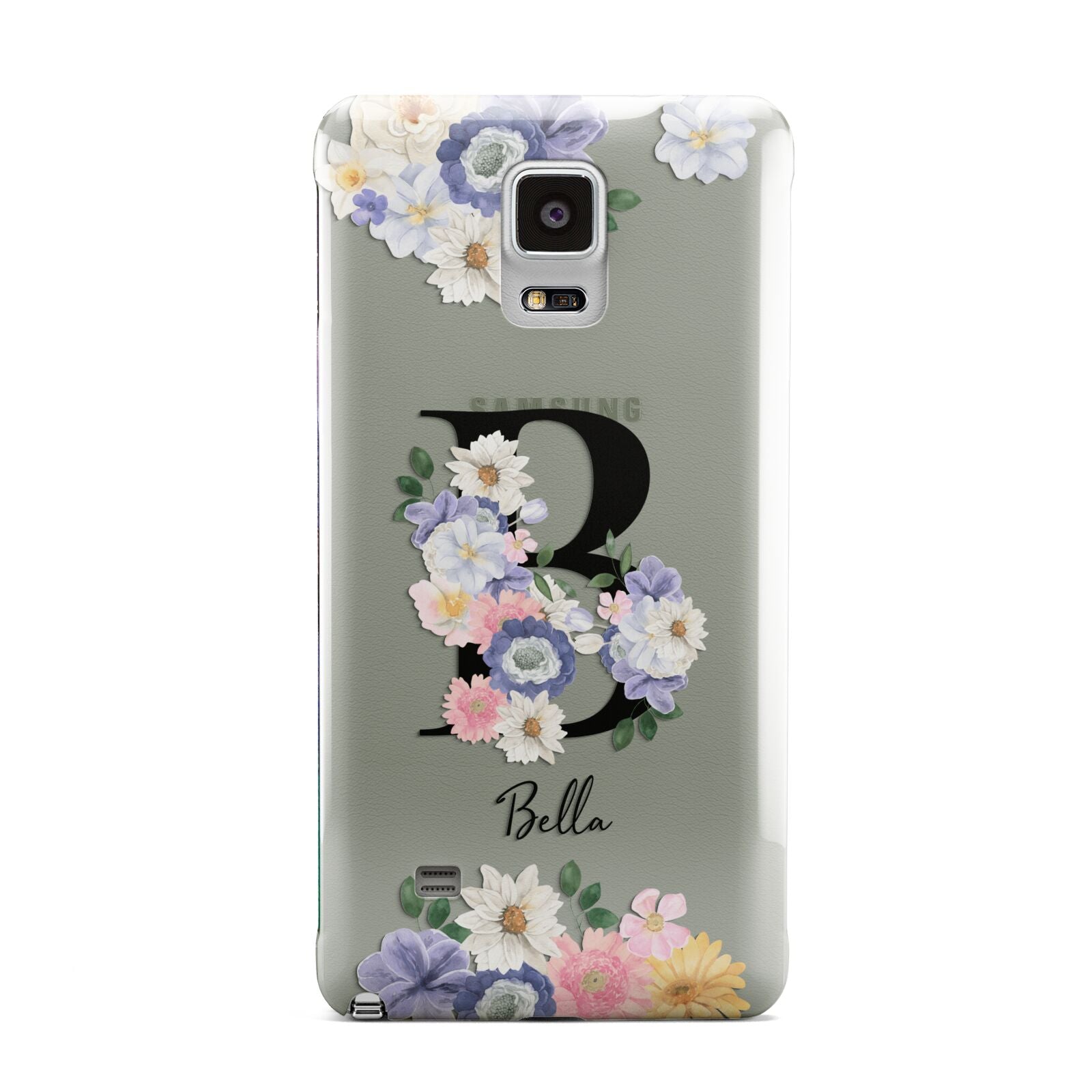 Black Initial Floral Samsung Galaxy Note 4 Case