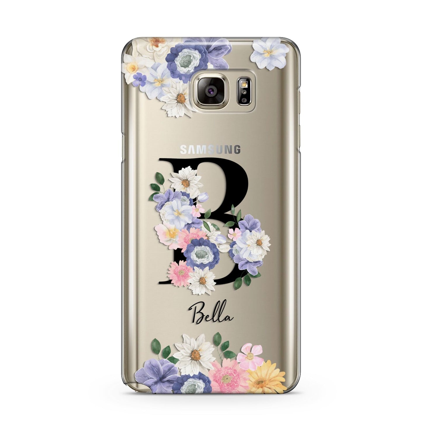 Black Initial Floral Samsung Galaxy Note 5 Case