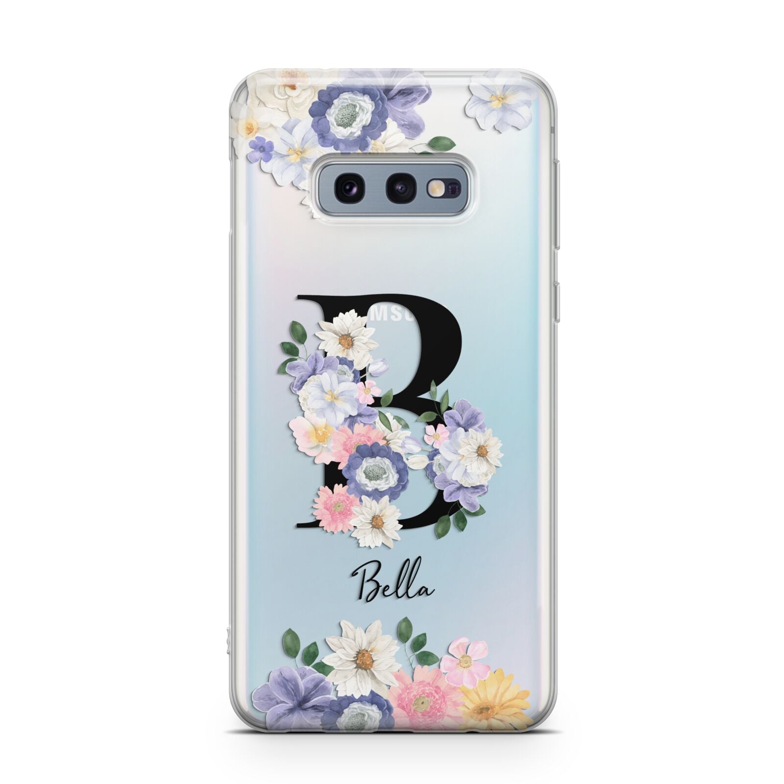 Black Initial Floral Samsung Galaxy S10E Case