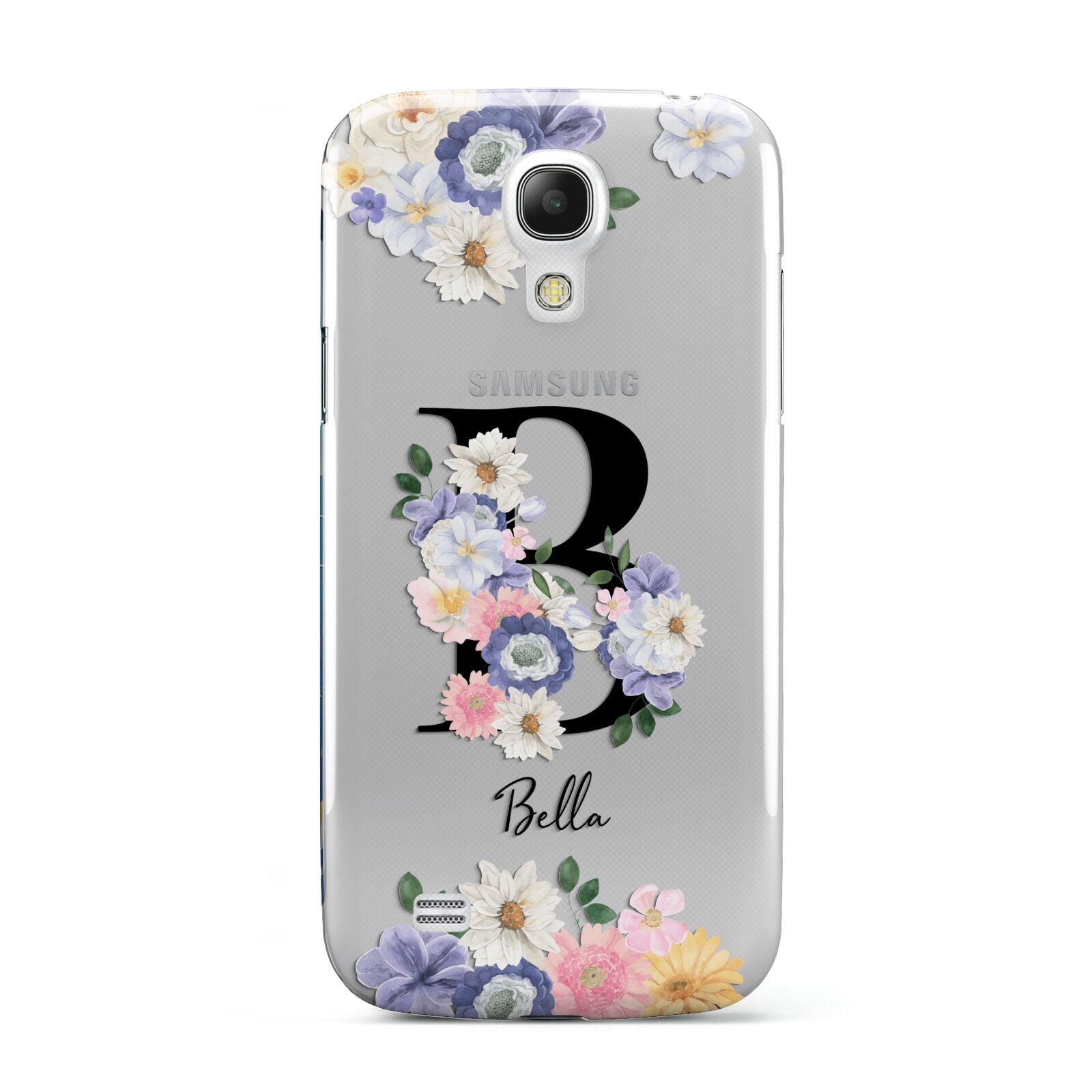 Black Initial Floral Samsung Galaxy S4 Mini Case