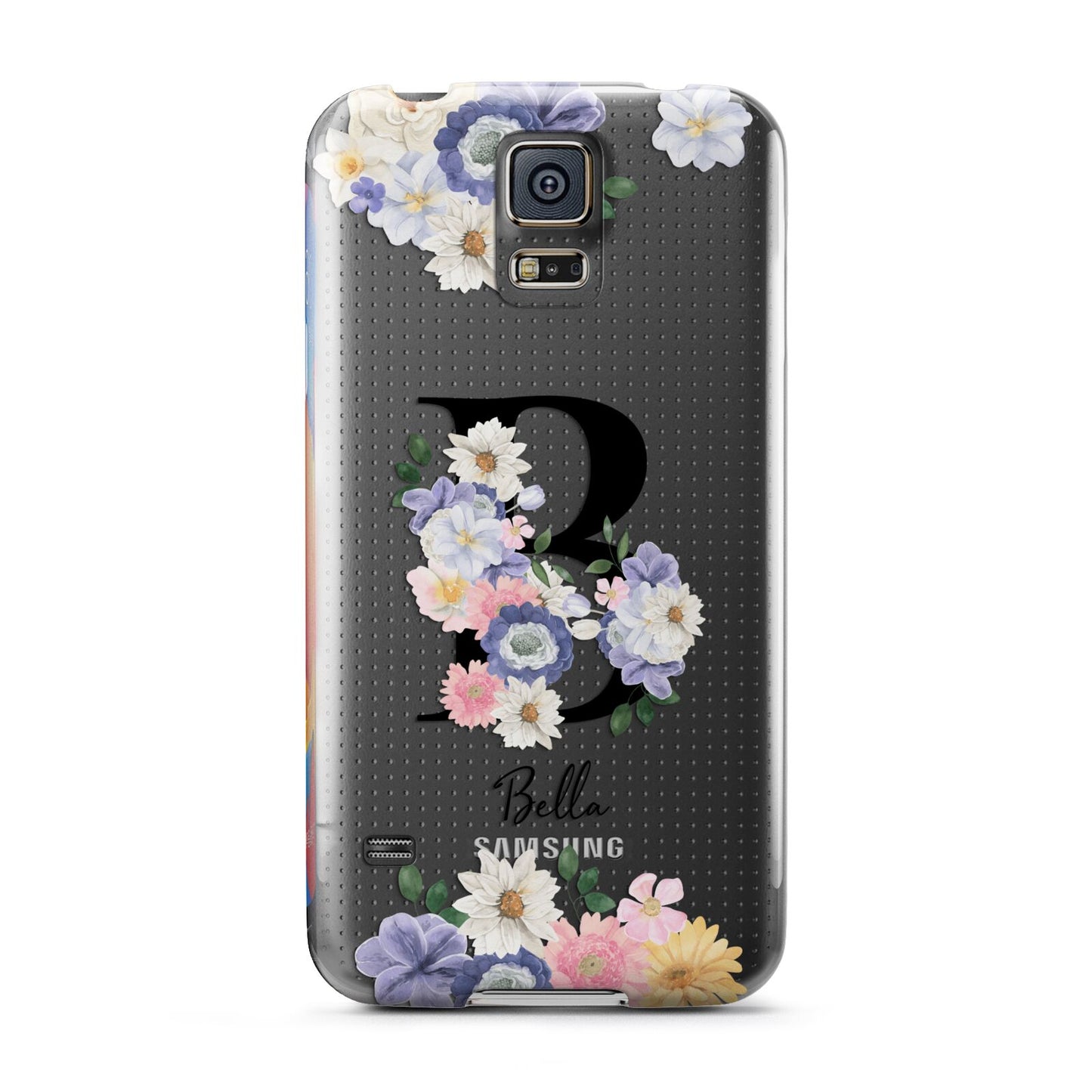 Black Initial Floral Samsung Galaxy S5 Case