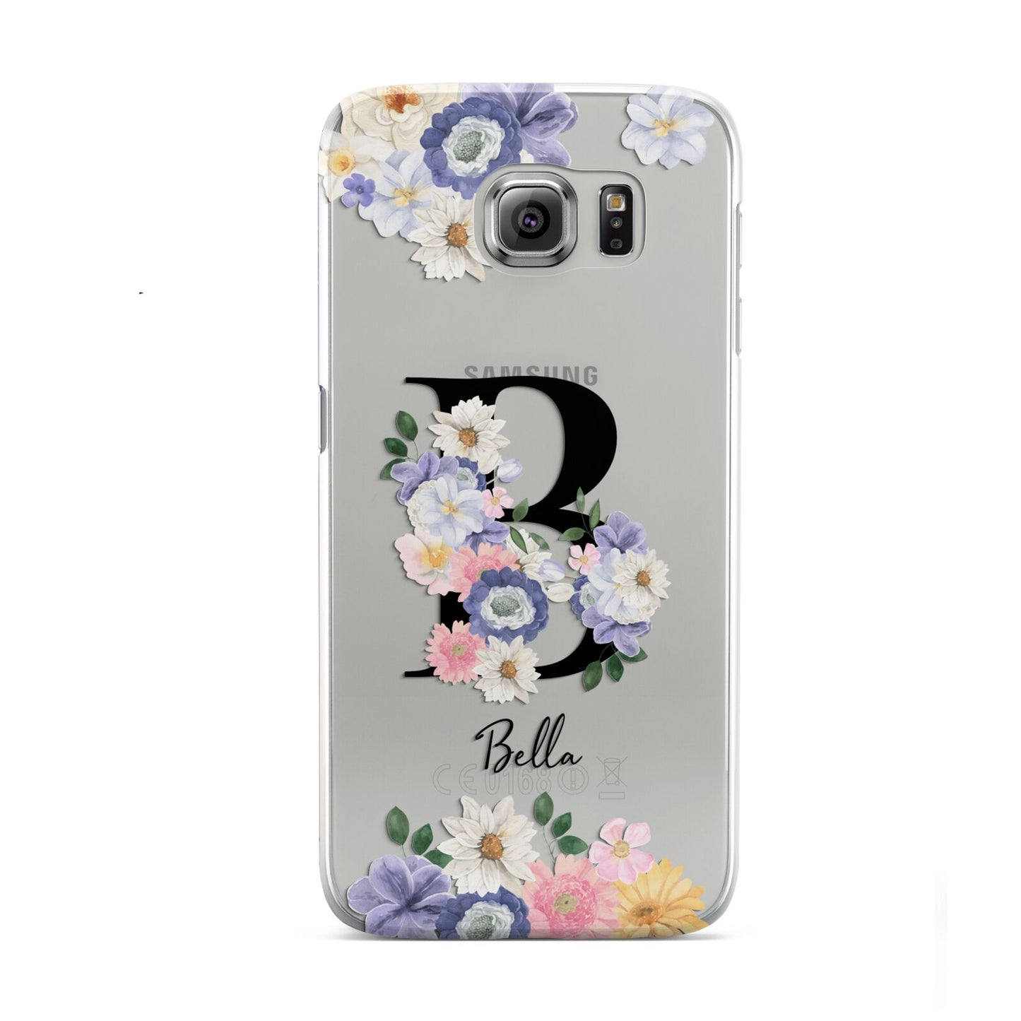 Black Initial Floral Samsung Galaxy S6 Case