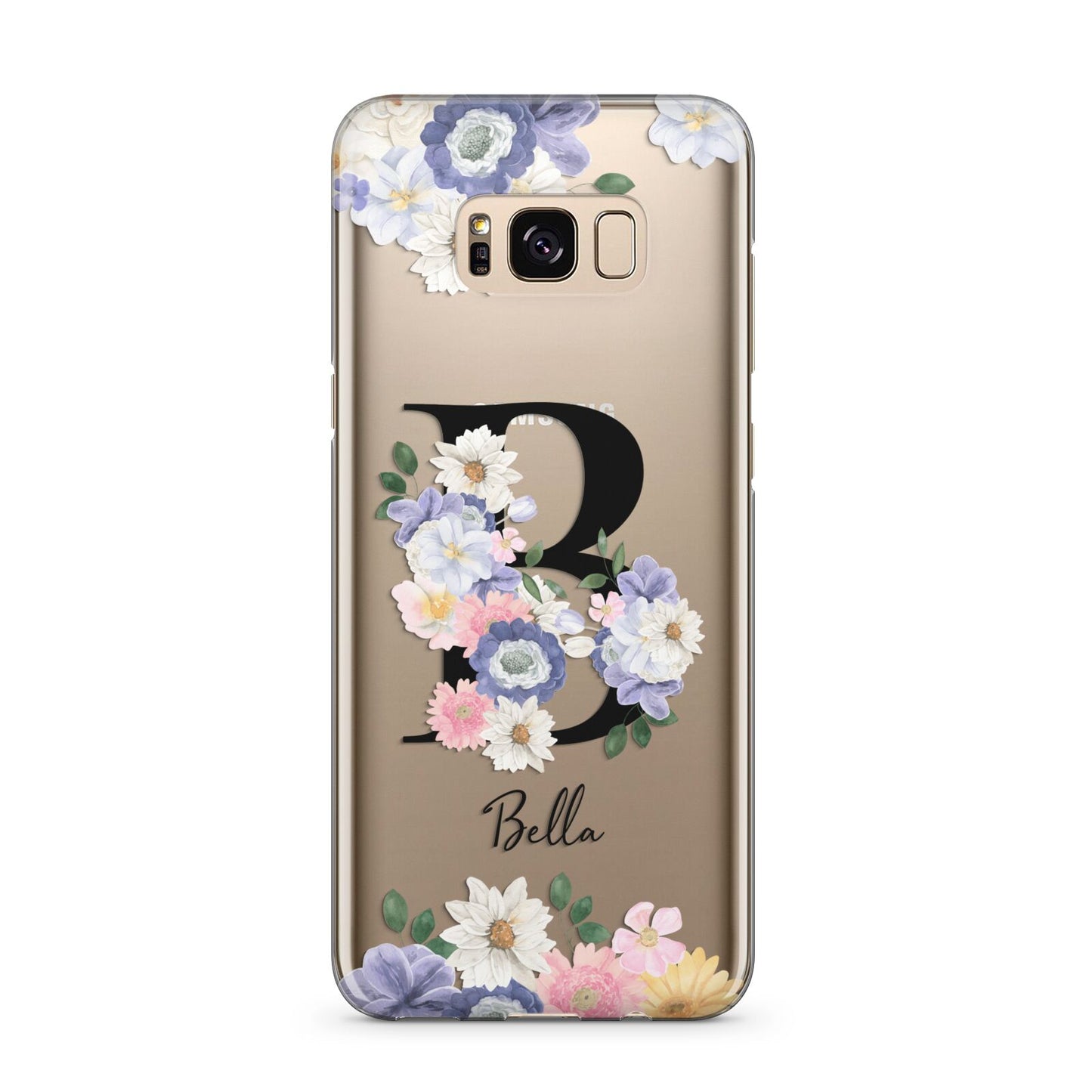 Black Initial Floral Samsung Galaxy S8 Plus Case