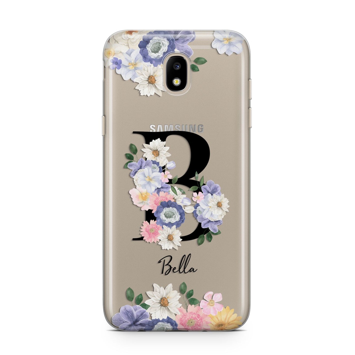 Black Initial Floral Samsung J5 2017 Case