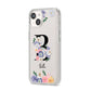 Black Initial Floral iPhone 14 Clear Tough Case Starlight Angled Image