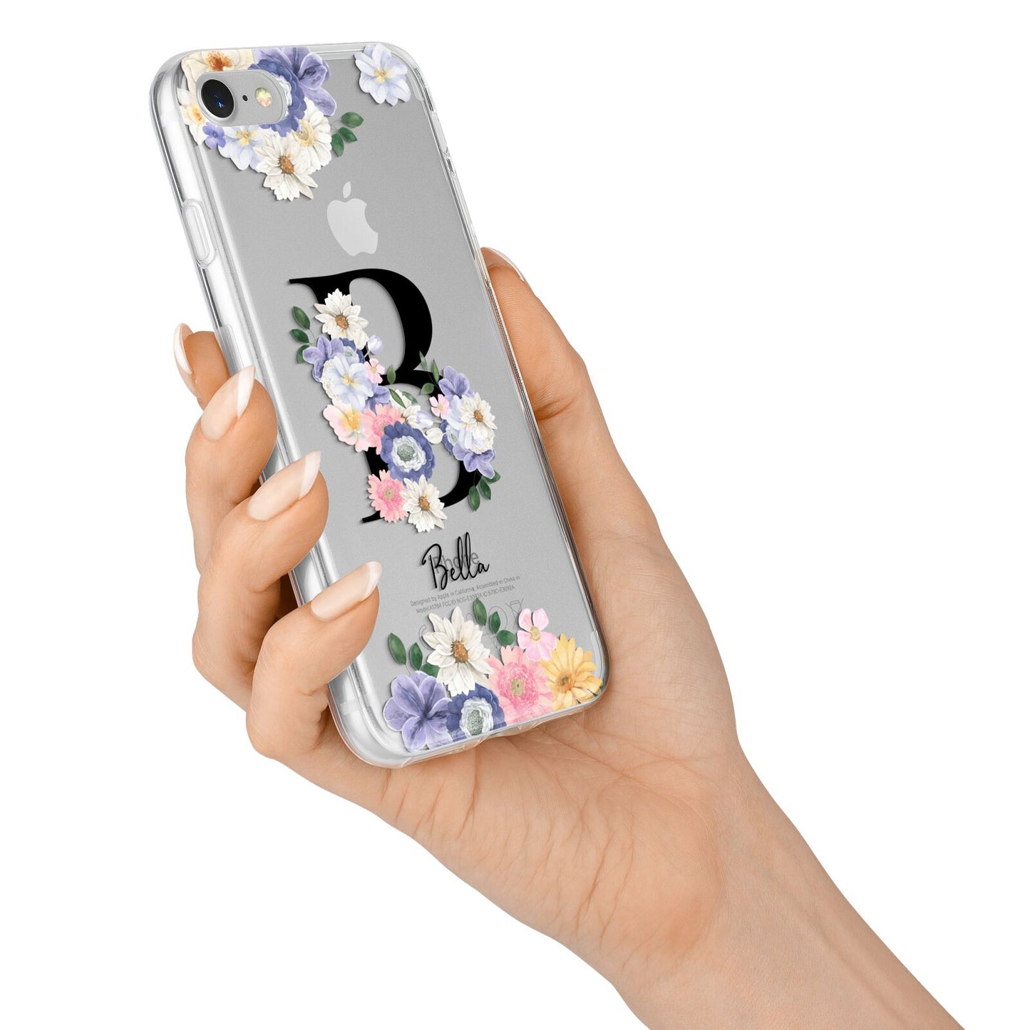 Black Initial Floral iPhone 7 Bumper Case on Silver iPhone Alternative Image