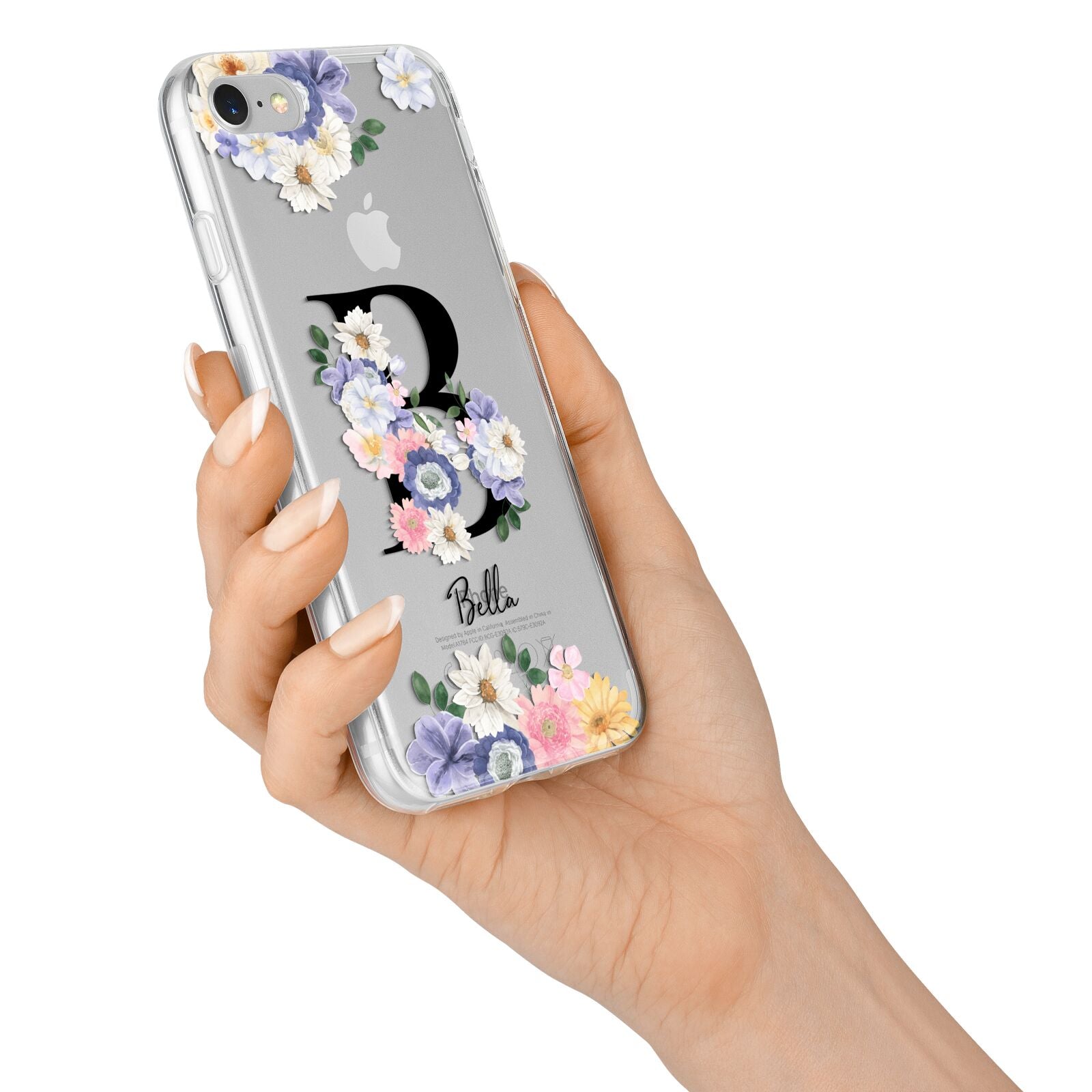 Black Initial Floral iPhone 7 Bumper Case on Silver iPhone Alternative Image
