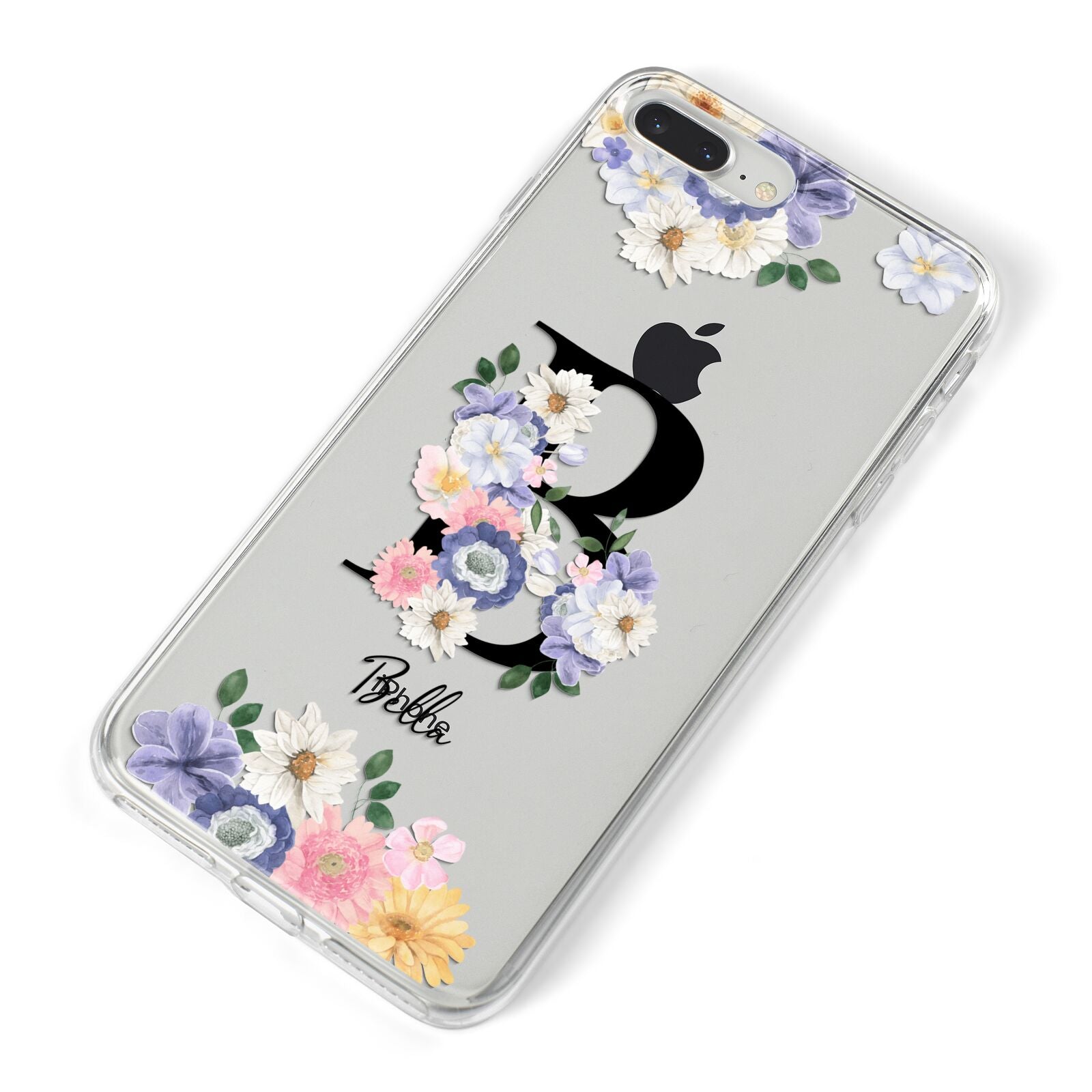 Black Initial Floral iPhone 8 Plus Bumper Case on Silver iPhone Alternative Image