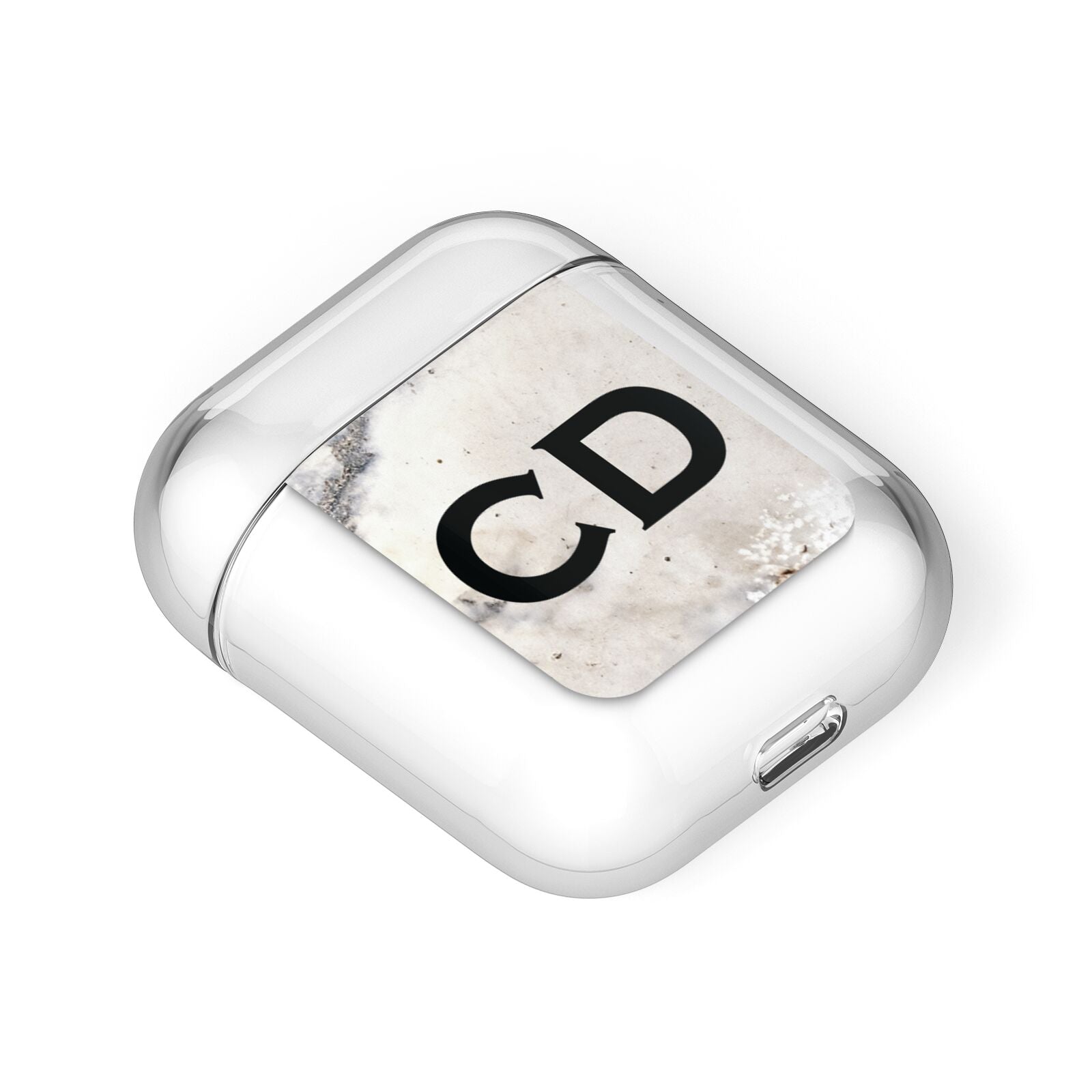 Black Initials Yellow Marble AirPods Case Laid Flat