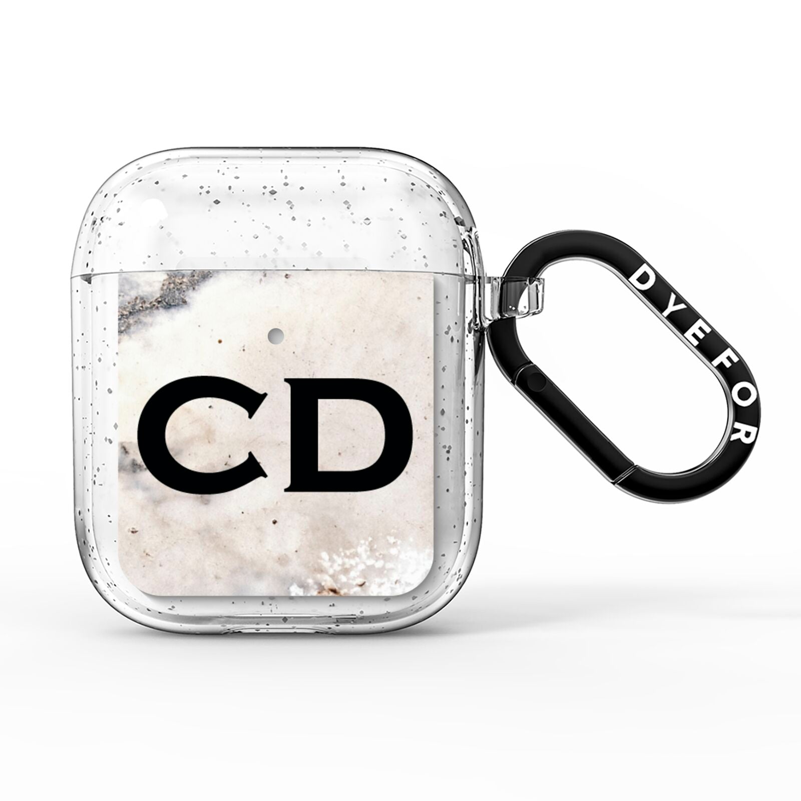 Black Initials Yellow Marble AirPods Glitter Case