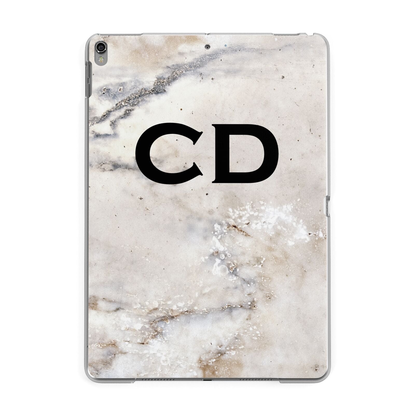 Black Initials Yellow Marble Apple iPad Grey Case