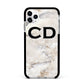 Black Initials Yellow Marble Apple iPhone 11 Pro Max in Silver with Black Impact Case