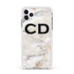 Black Initials Yellow Marble Apple iPhone 11 Pro Max in Silver with White Impact Case