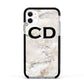Black Initials Yellow Marble Apple iPhone 11 in White with Black Impact Case