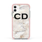 Black Initials Yellow Marble Apple iPhone 11 in White with Pink Impact Case