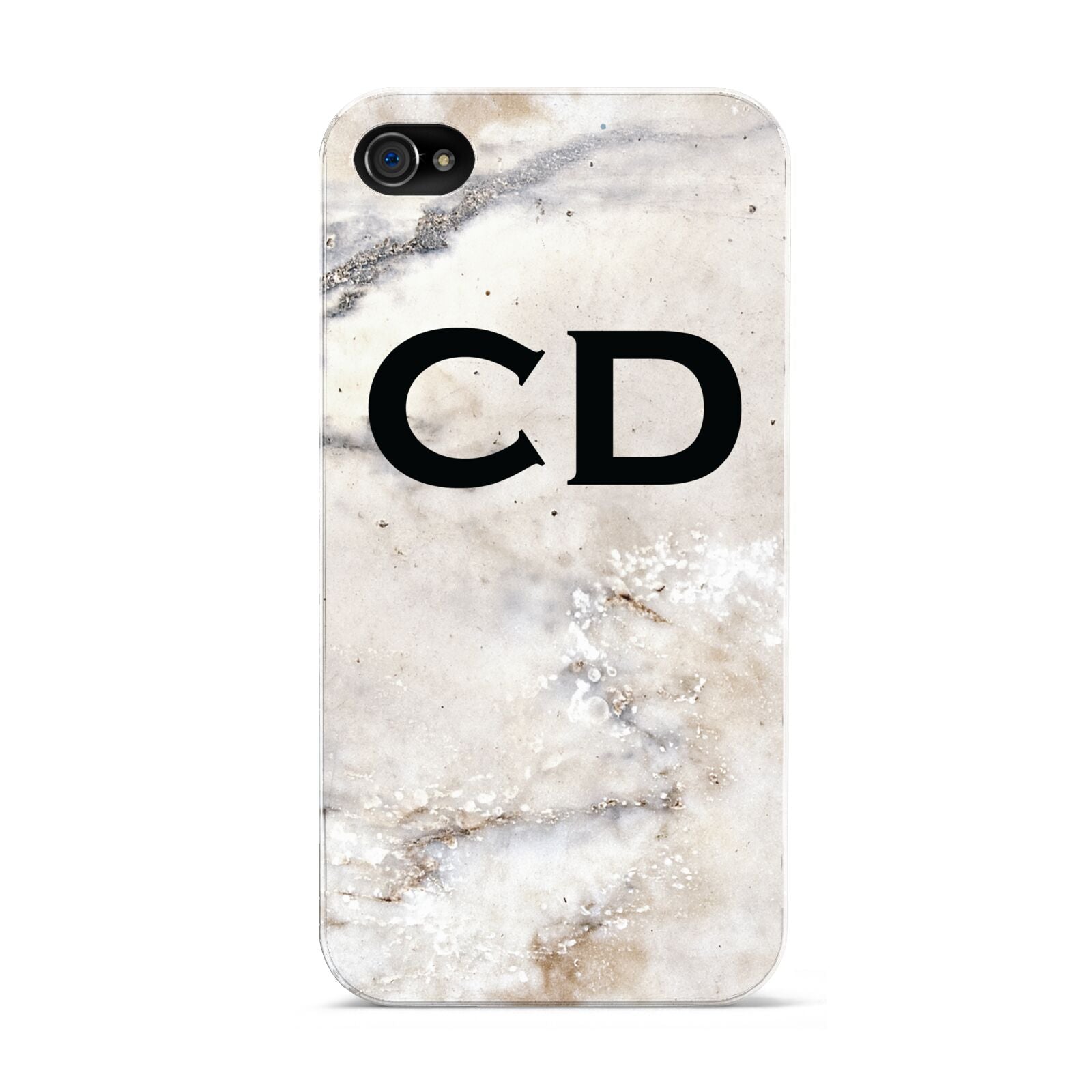 Black Initials Yellow Marble Apple iPhone 4s Case
