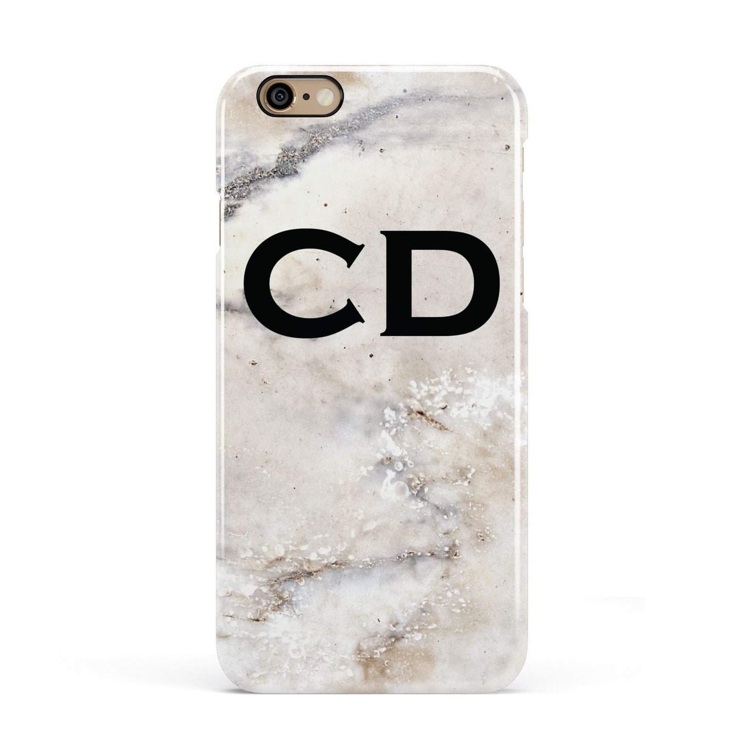Black Initials Yellow Marble Apple iPhone 6 3D Snap Case