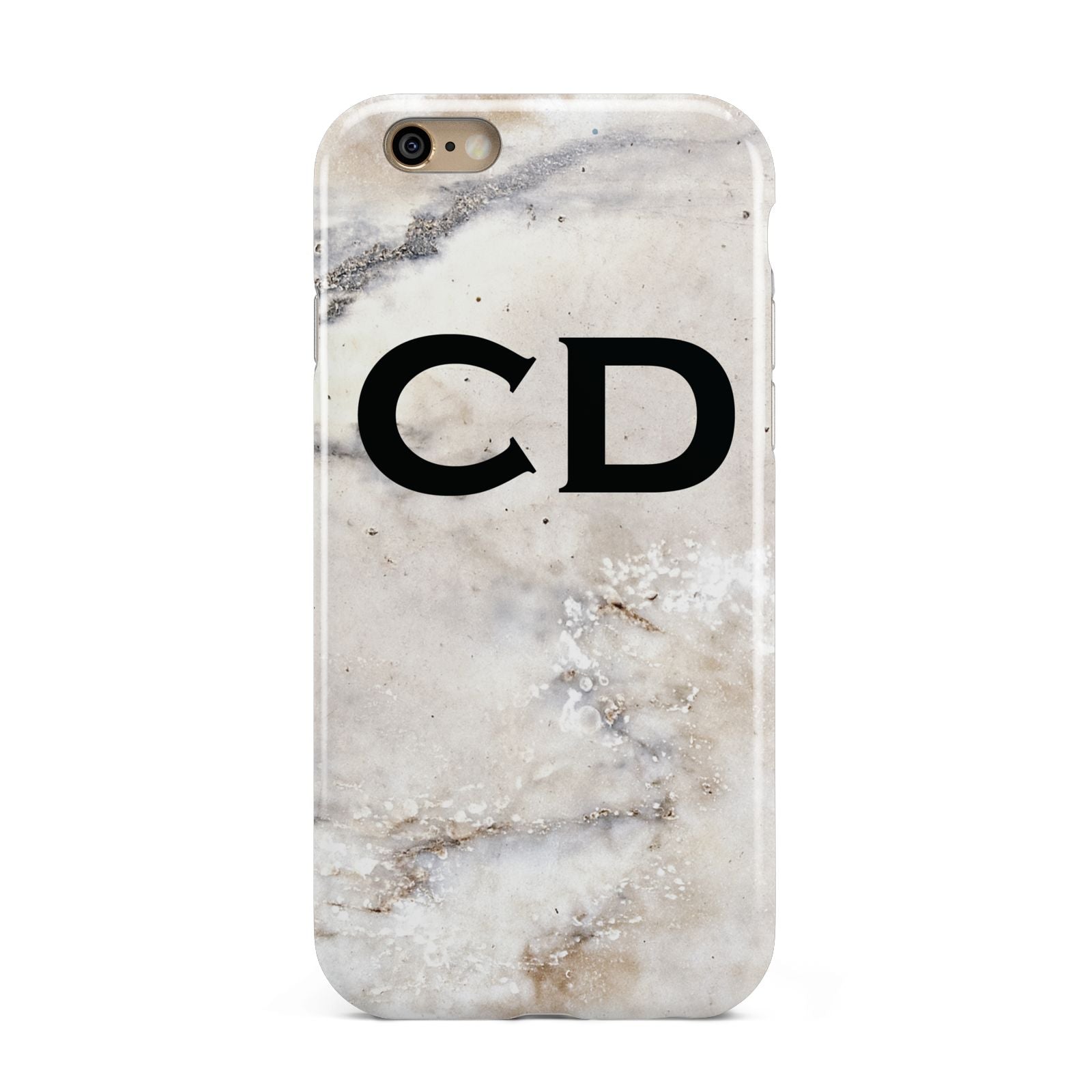 Black Initials Yellow Marble Apple iPhone 6 3D Tough Case