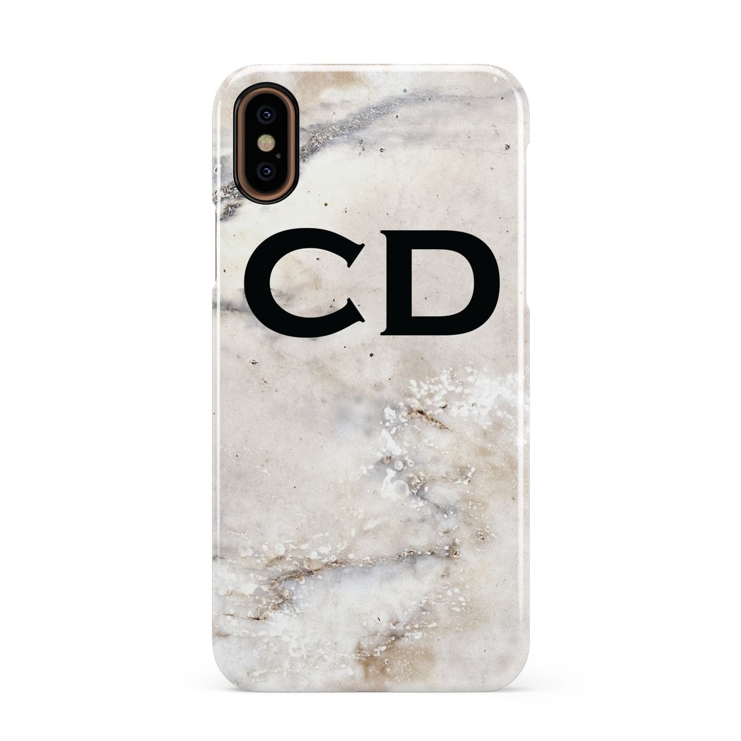 Black Initials Yellow Marble Apple iPhone XS 3D Snap Case