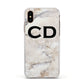 Black Initials Yellow Marble Apple iPhone Xs Impact Case White Edge on Gold Phone