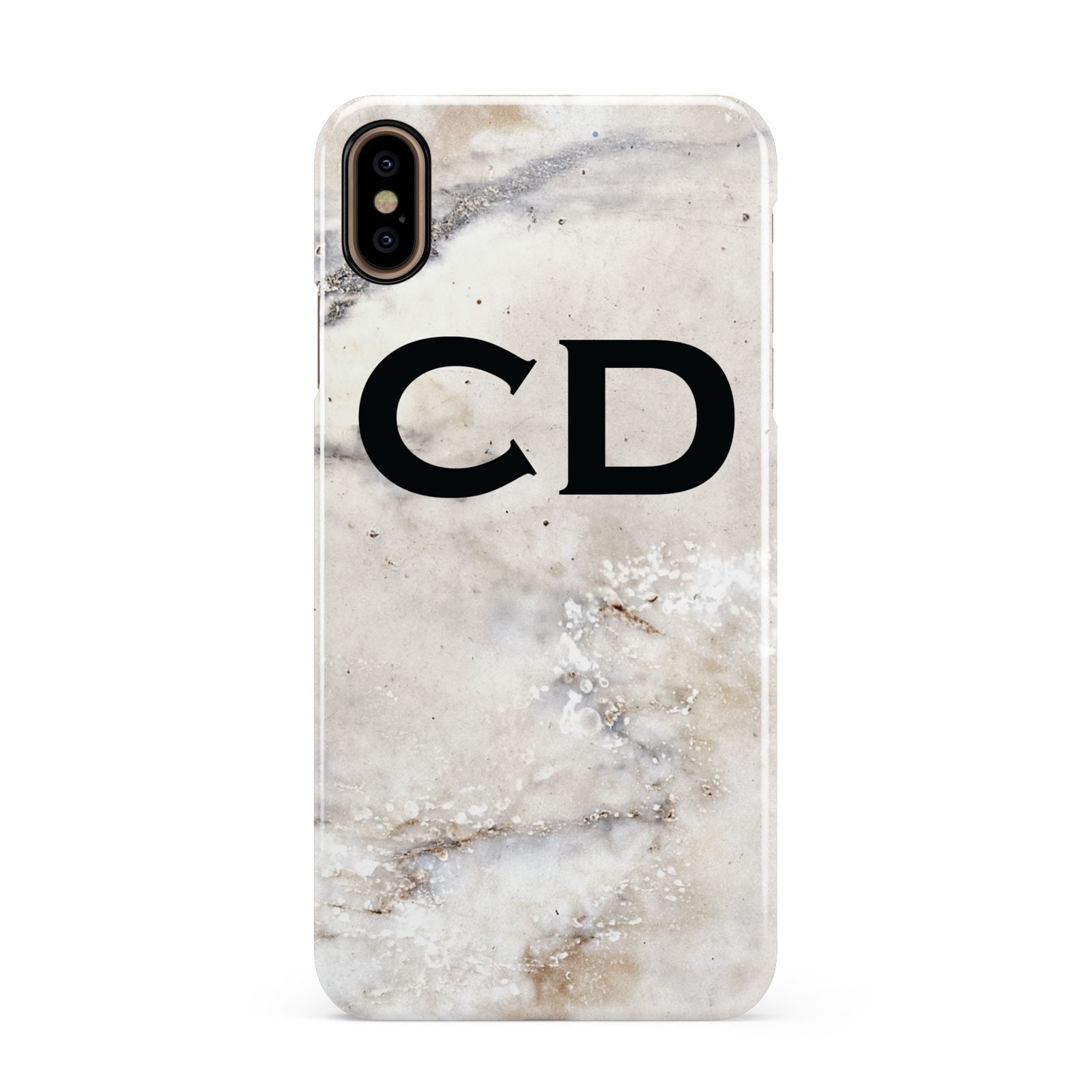Black Initials Yellow Marble Apple iPhone Xs Max 3D Snap Case