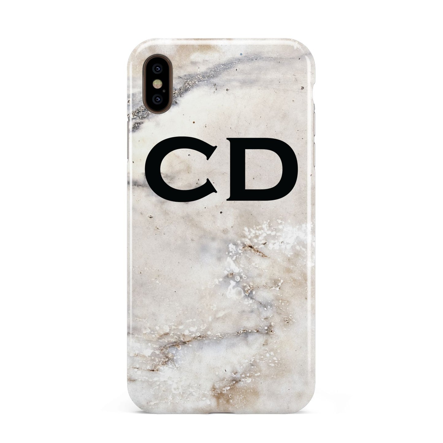 Black Initials Yellow Marble Apple iPhone Xs Max 3D Tough Case