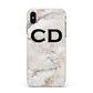 Black Initials Yellow Marble Apple iPhone Xs Max Impact Case White Edge on Silver Phone