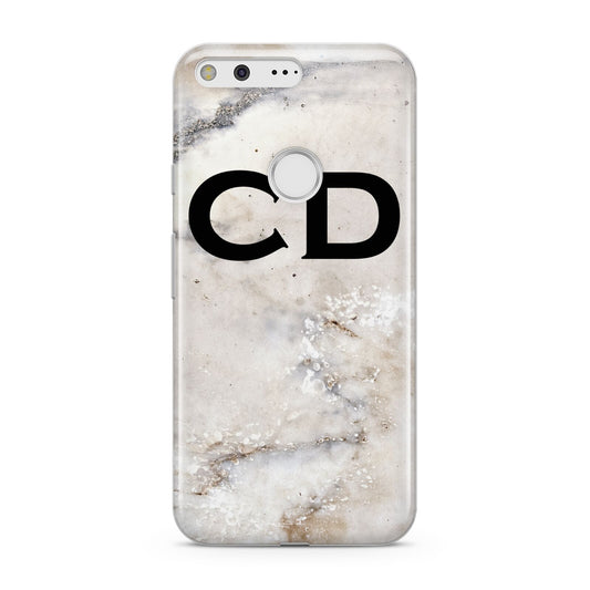 Black Initials Yellow Marble Google Pixel Case