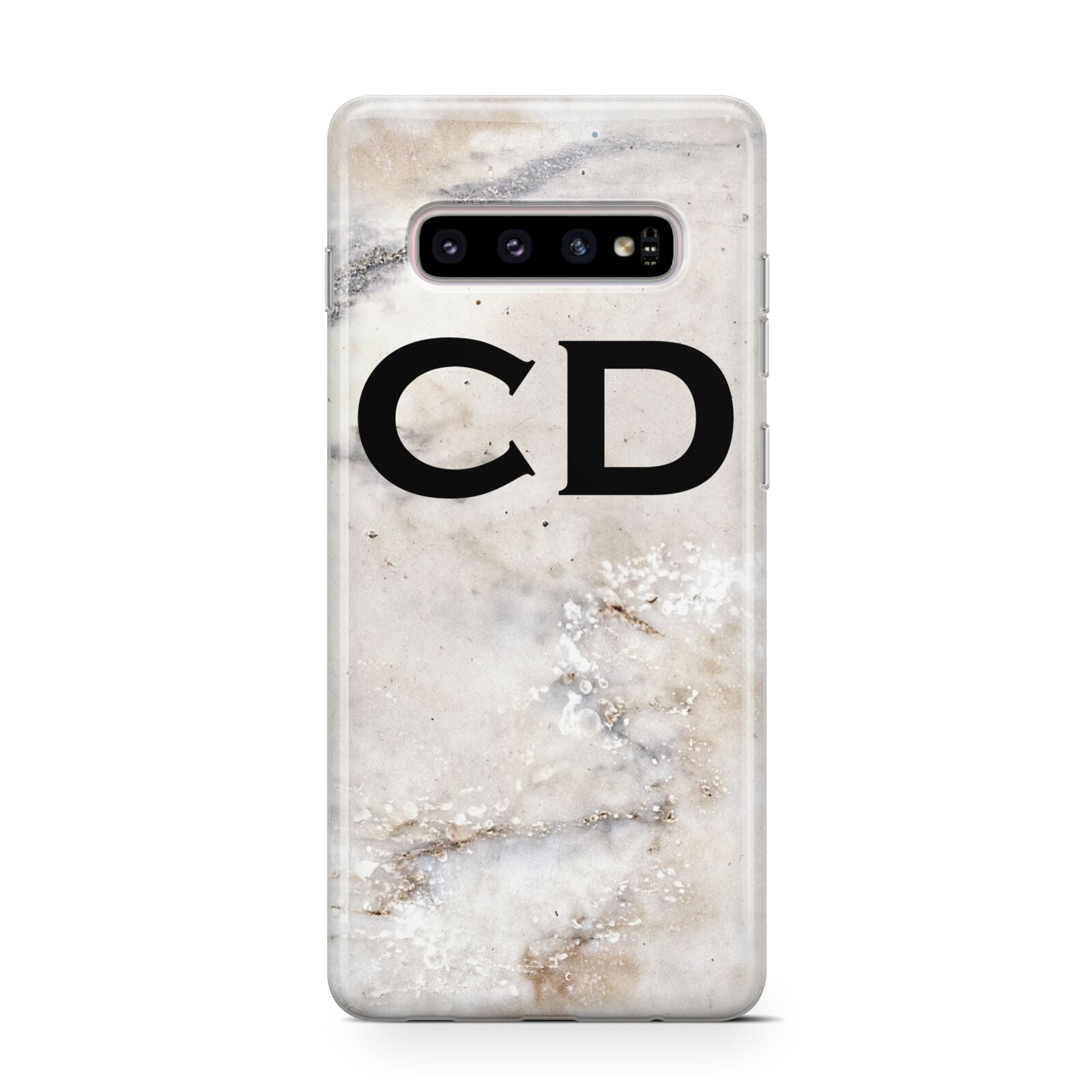 Black Initials Yellow Marble Protective Samsung Galaxy Case