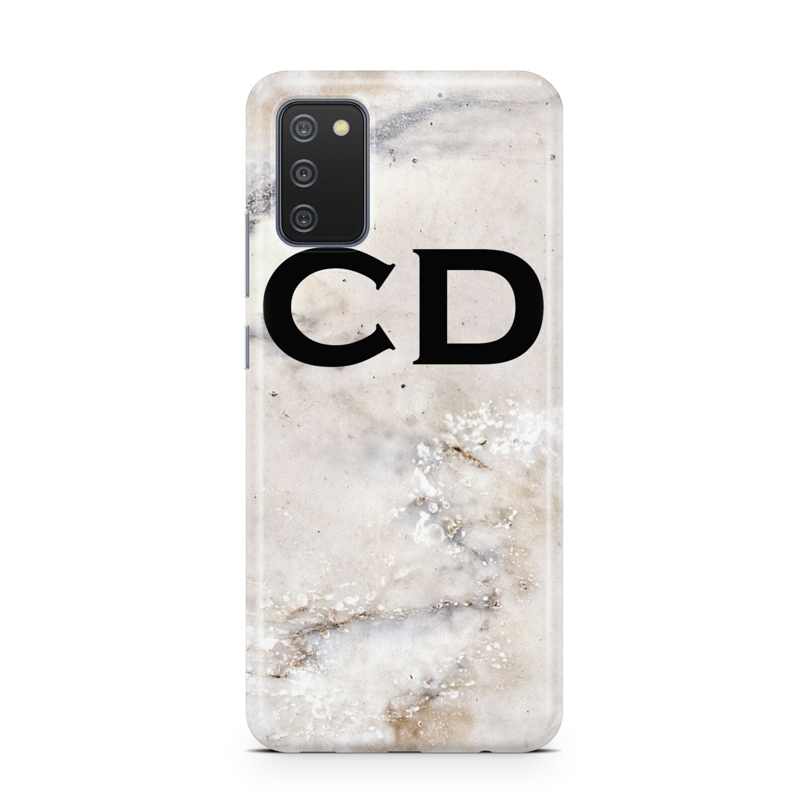 Black Initials Yellow Marble Samsung A02s Case