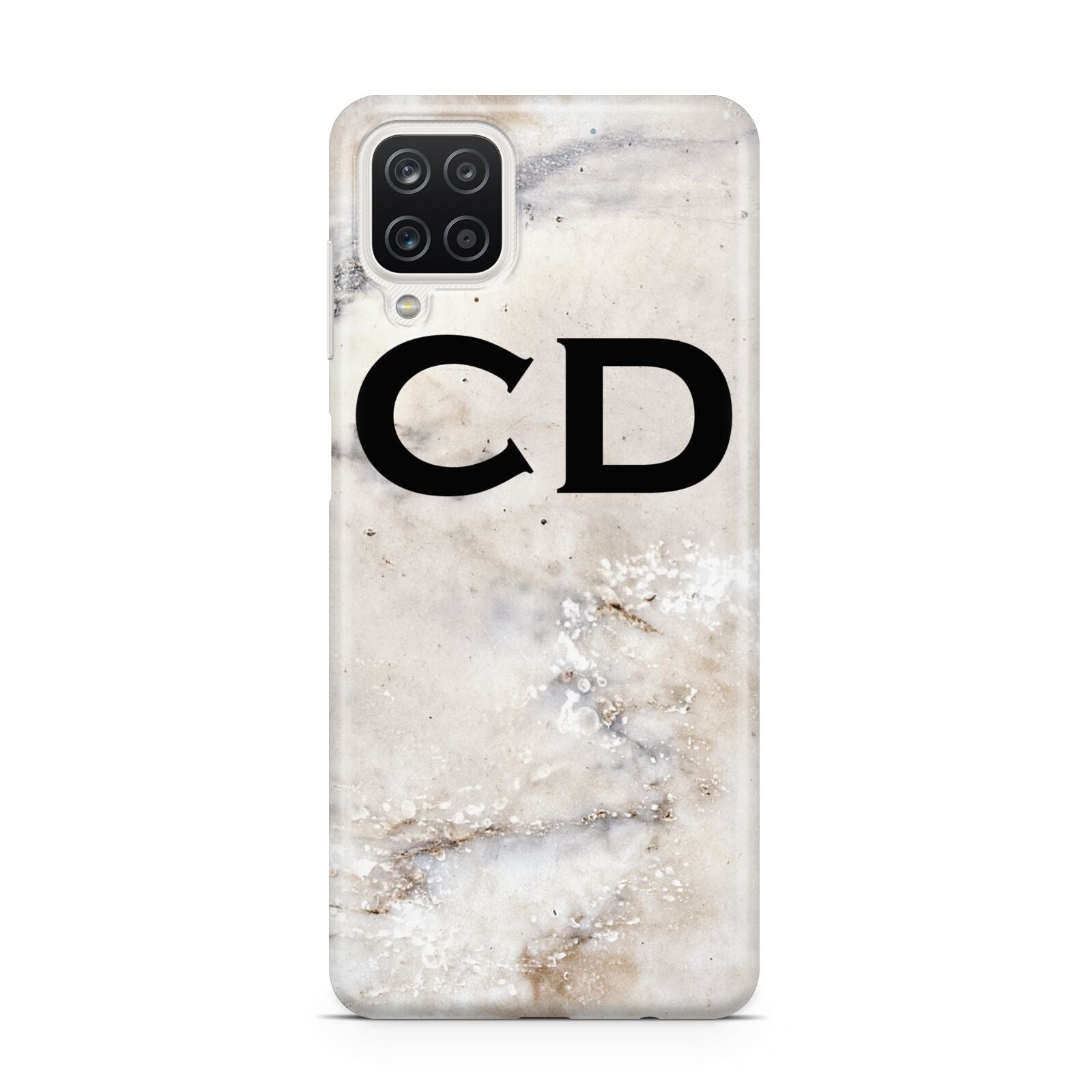 Black Initials Yellow Marble Samsung A12 Case