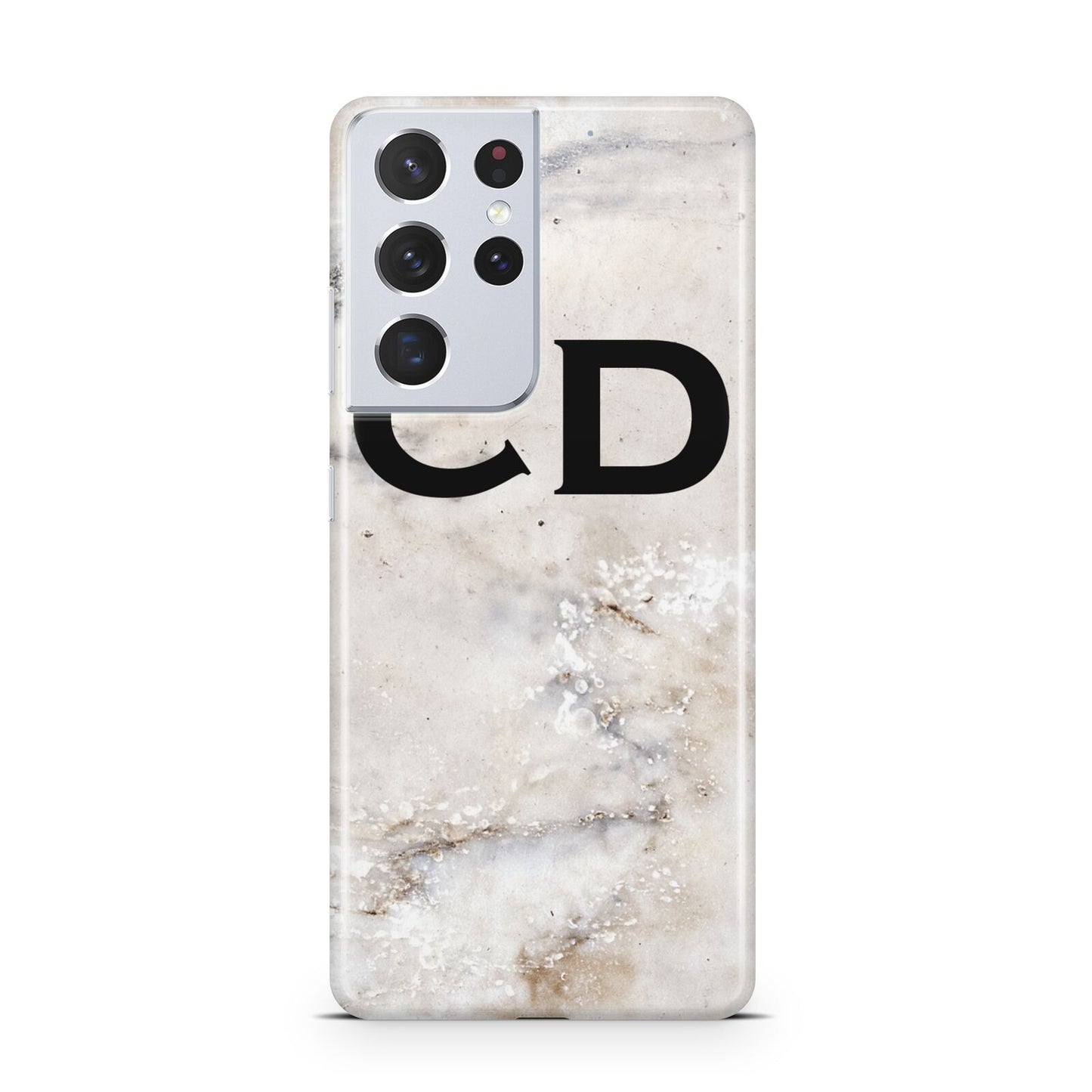 Black Initials Yellow Marble Samsung S21 Ultra Case