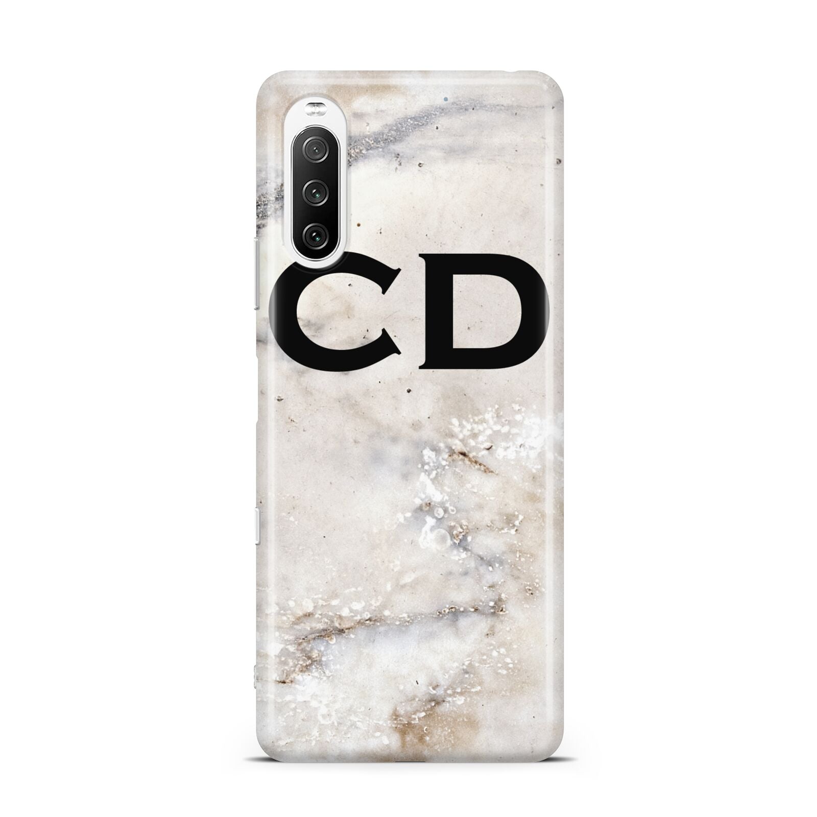 Black Initials Yellow Marble Sony Xperia 10 III Case