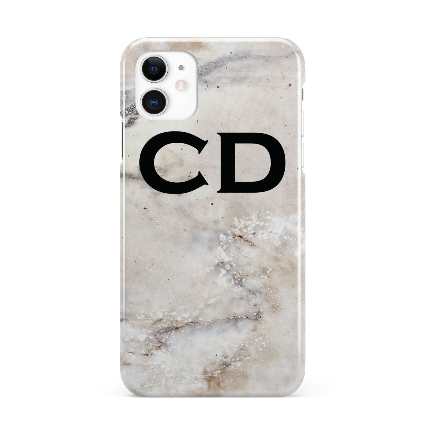 Black Initials Yellow Marble iPhone 11 3D Snap Case