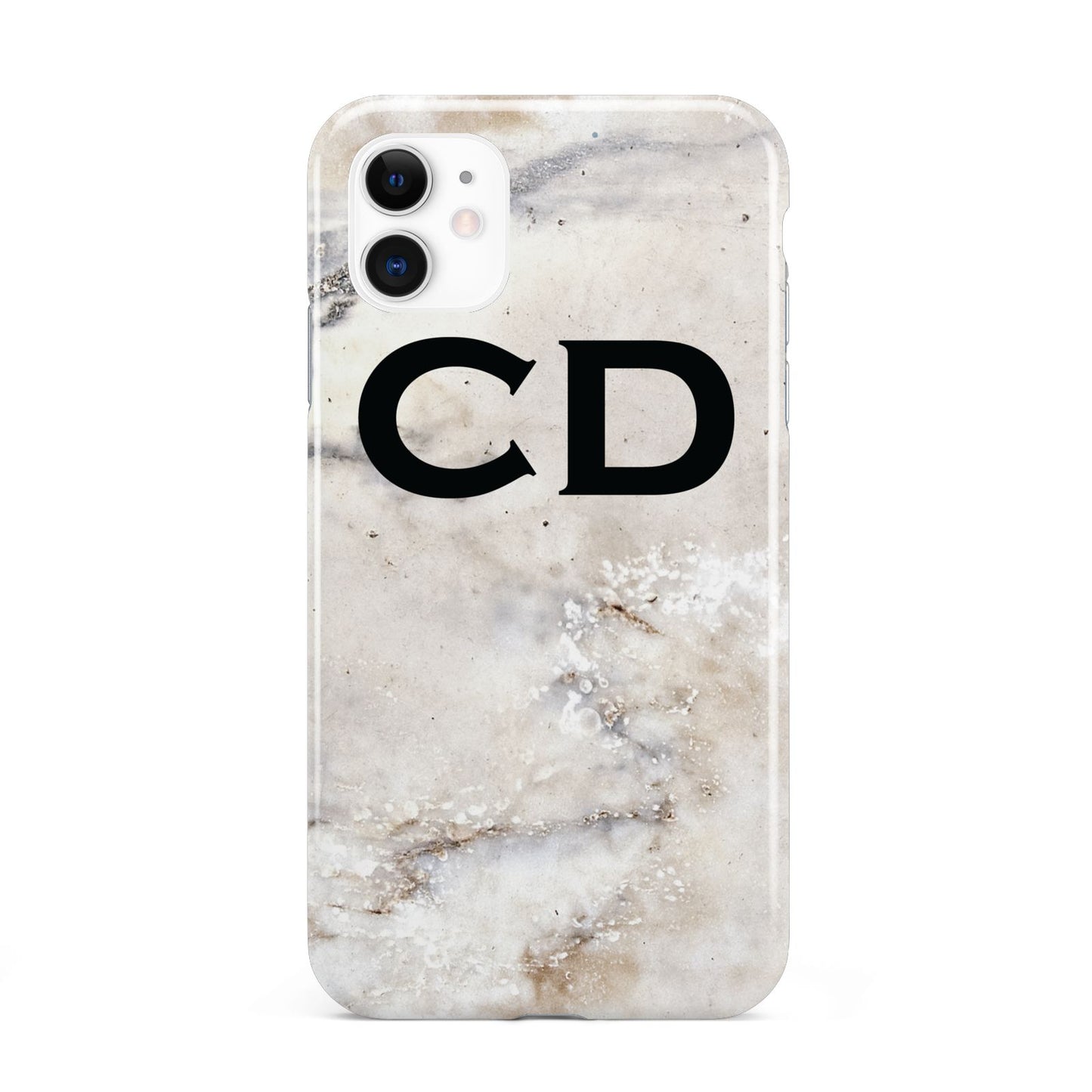 Black Initials Yellow Marble iPhone 11 3D Tough Case