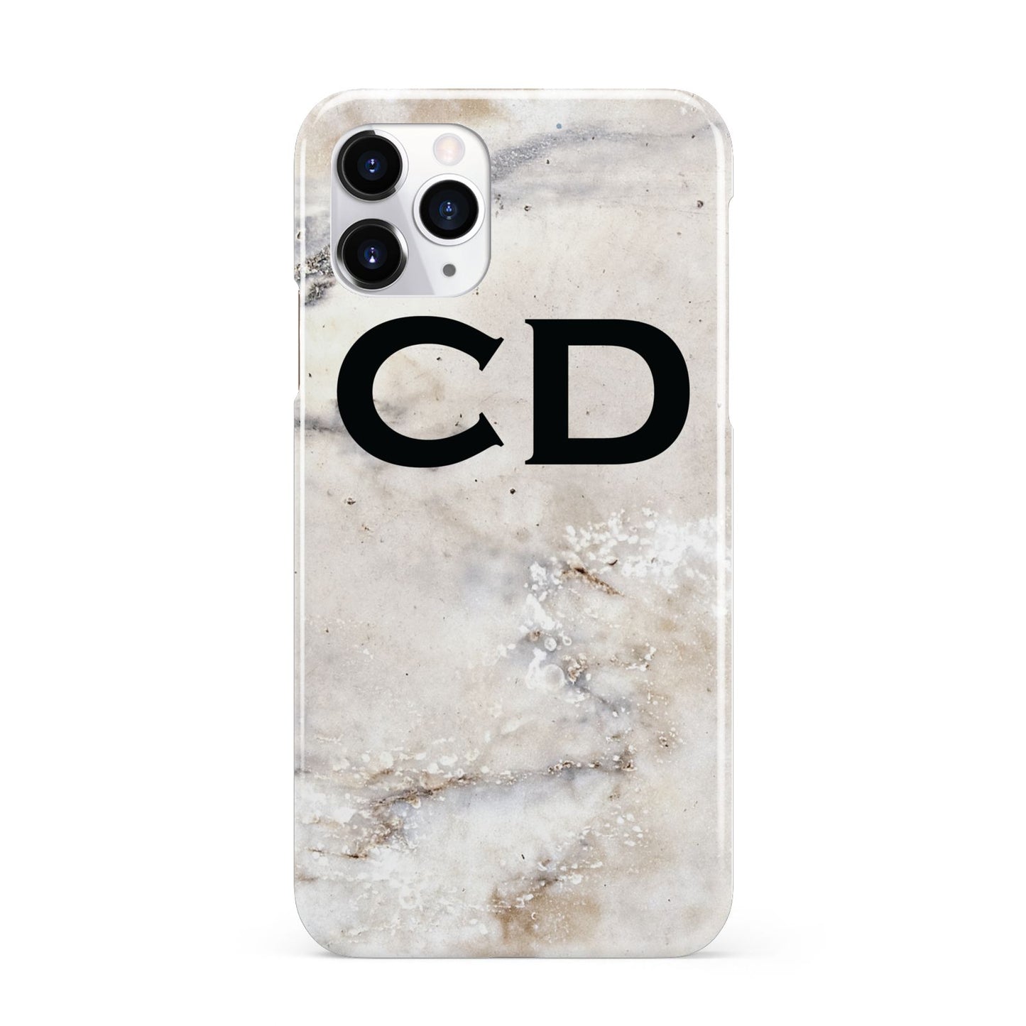 Black Initials Yellow Marble iPhone 11 Pro 3D Snap Case