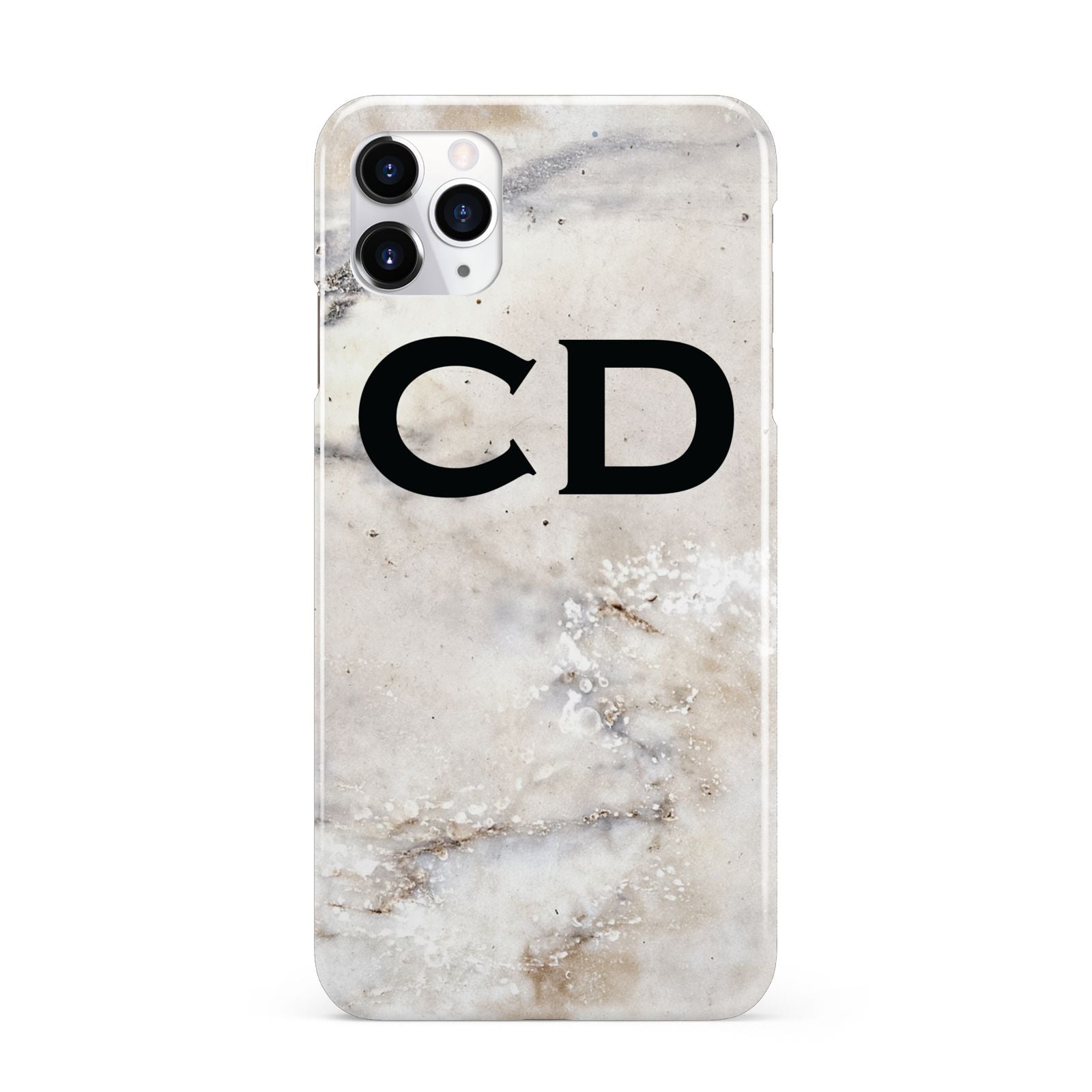 Black Initials Yellow Marble iPhone 11 Pro Max 3D Snap Case