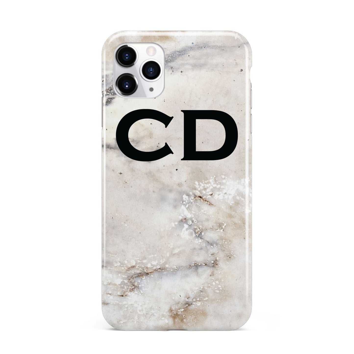 Black Initials Yellow Marble iPhone 11 Pro Max 3D Tough Case