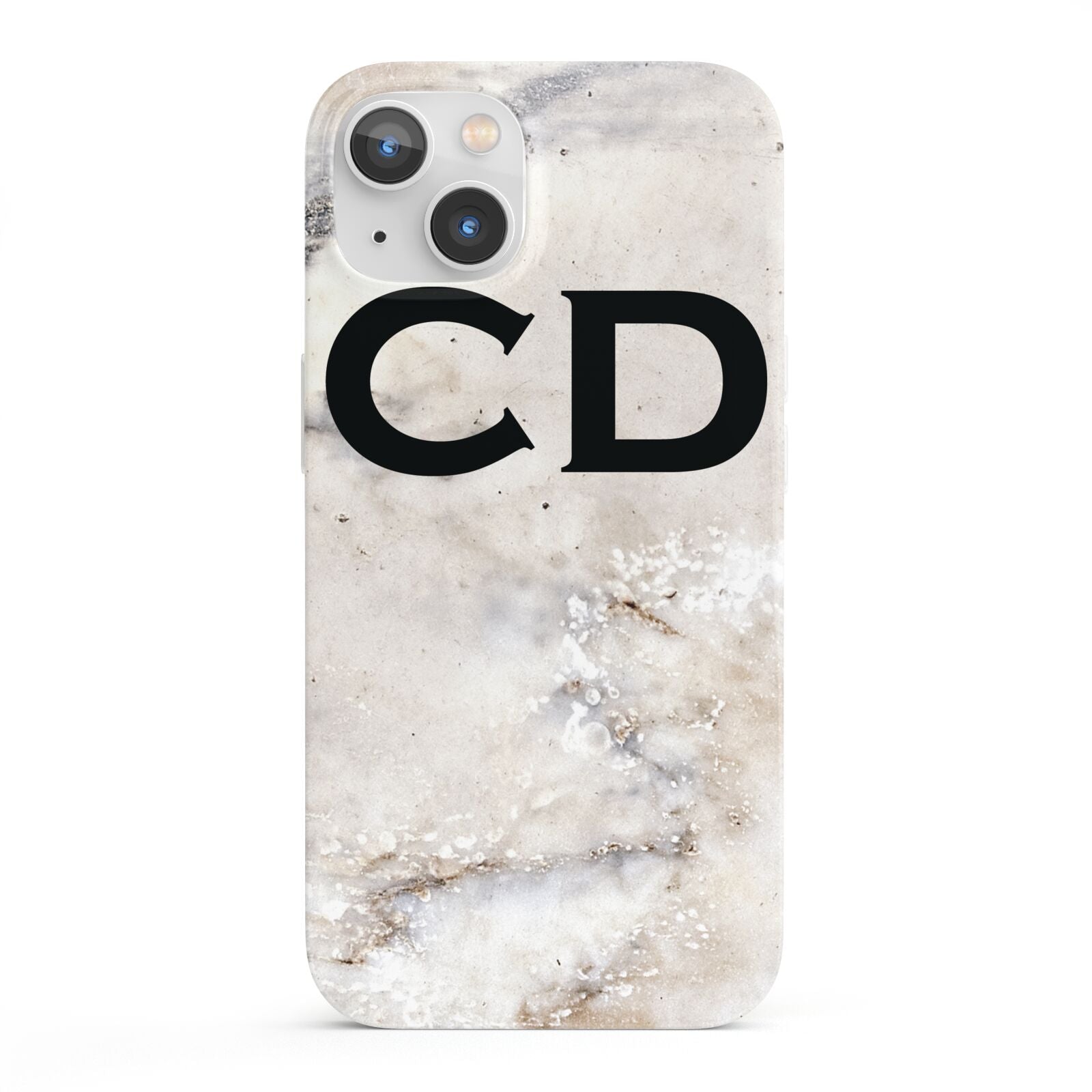 Black Initials Yellow Marble iPhone 13 Full Wrap 3D Snap Case