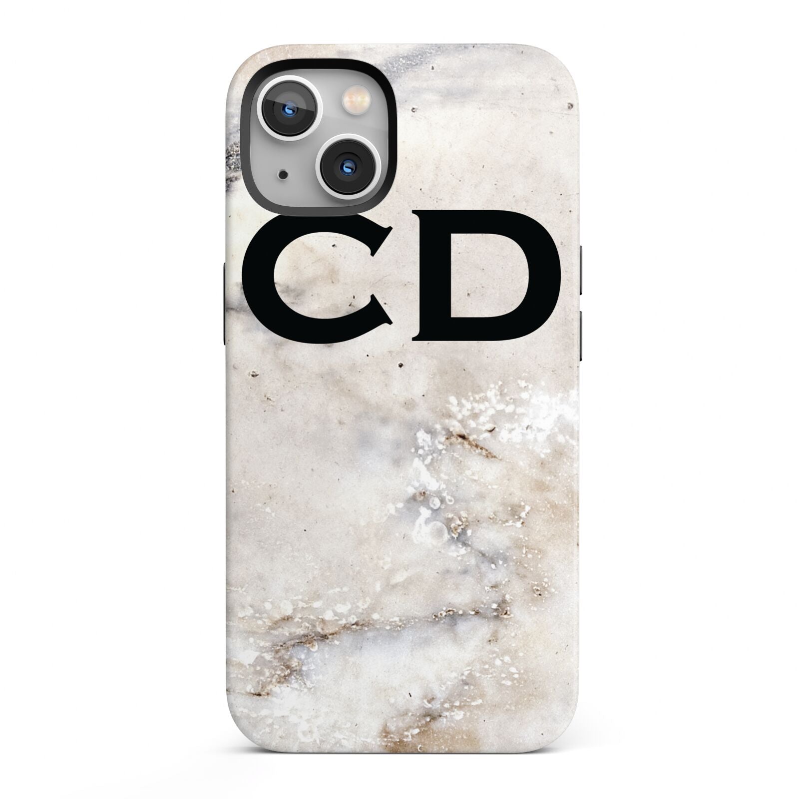 Black Initials Yellow Marble iPhone 13 Full Wrap 3D Tough Case